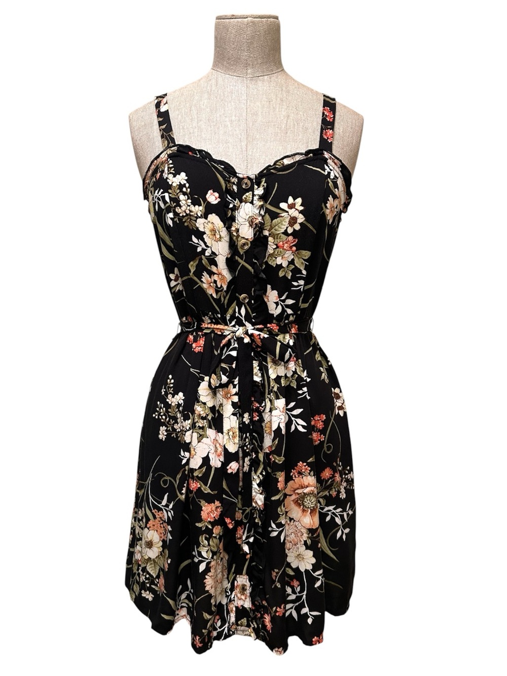 Xhilaration Floral Mini Dress with Tie Waist NWOT - Picture 2 of 5